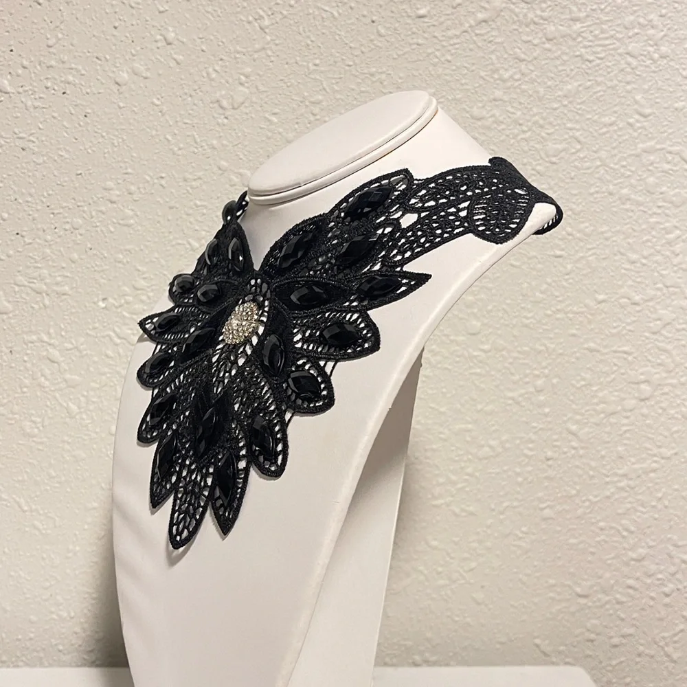 Dark Academia Black Lace Necklace Dark Academia Gothic Statement Piece Vampy - Picture 4 of 5
